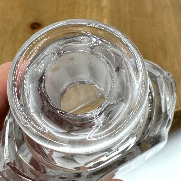 Vintage Glass Decanter With Ridged Design & Pointed Stopper For Spirits Or Decor - Picture 9 of 12